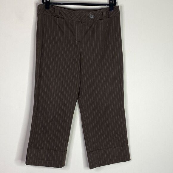 LOFT Ann Striped Crop Pant Women's Size 14 - Picture 1 of 7